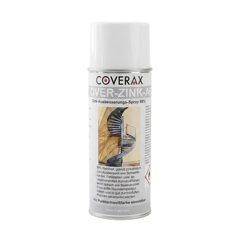 COVERAX COVER-ZINK-AB Zink-Ausbesserungs-Spray 99 % - Korrosionsschutz - bessert Schweißnähte an feuerverzinkten Konstruktionen zinkähnlich aus